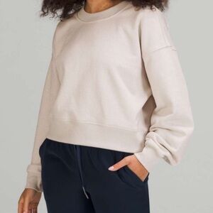 Lululemon Perfectly Oversized Cropped Crew Spark White Opal Size 8